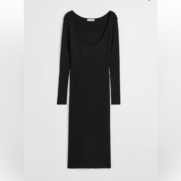 H&M Rib knit black long sleeve dress NWT - Picture 2 of 9